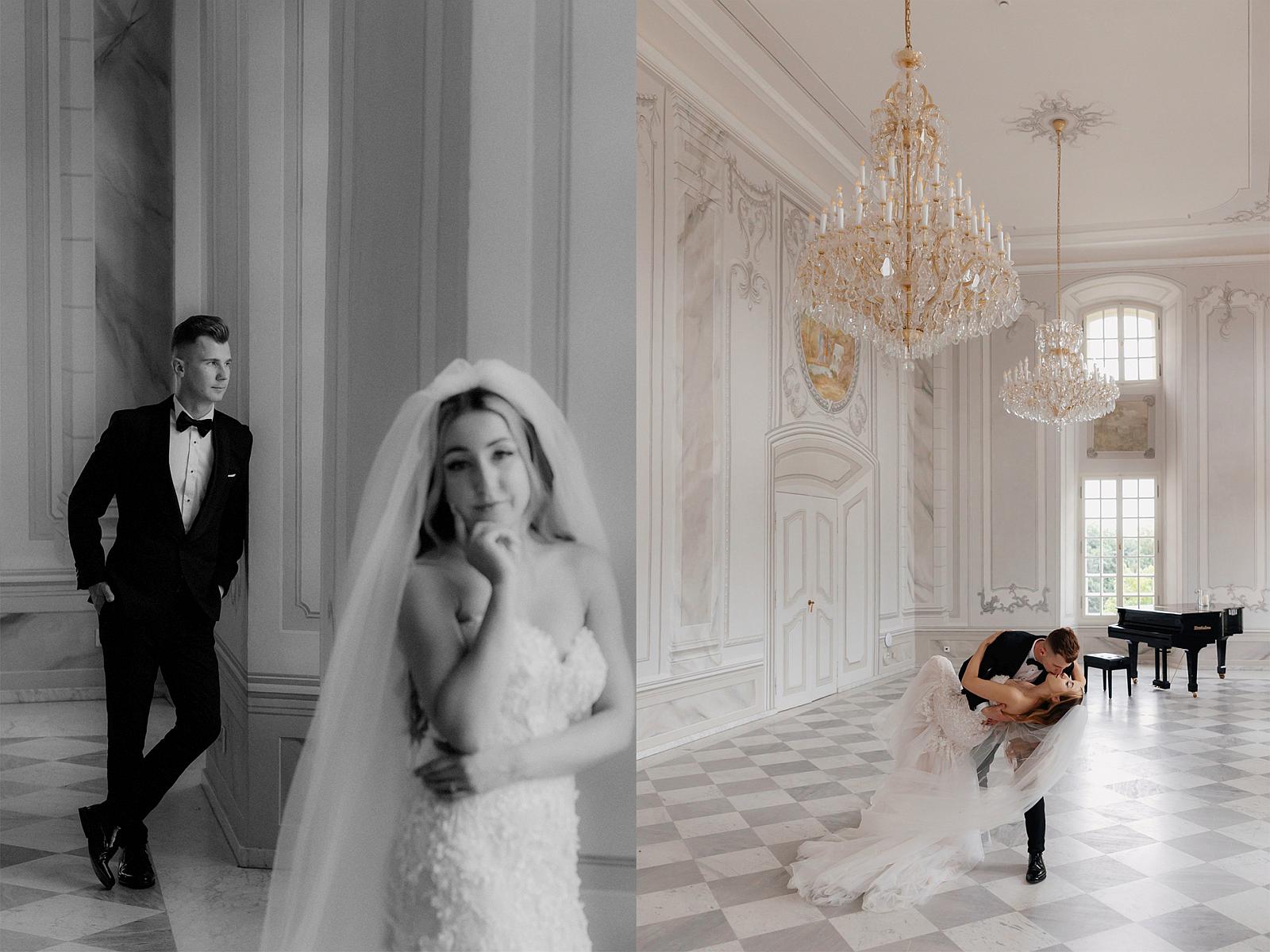 pałac w Kurozwękach fotografia ślubna Tarnów bialaramka