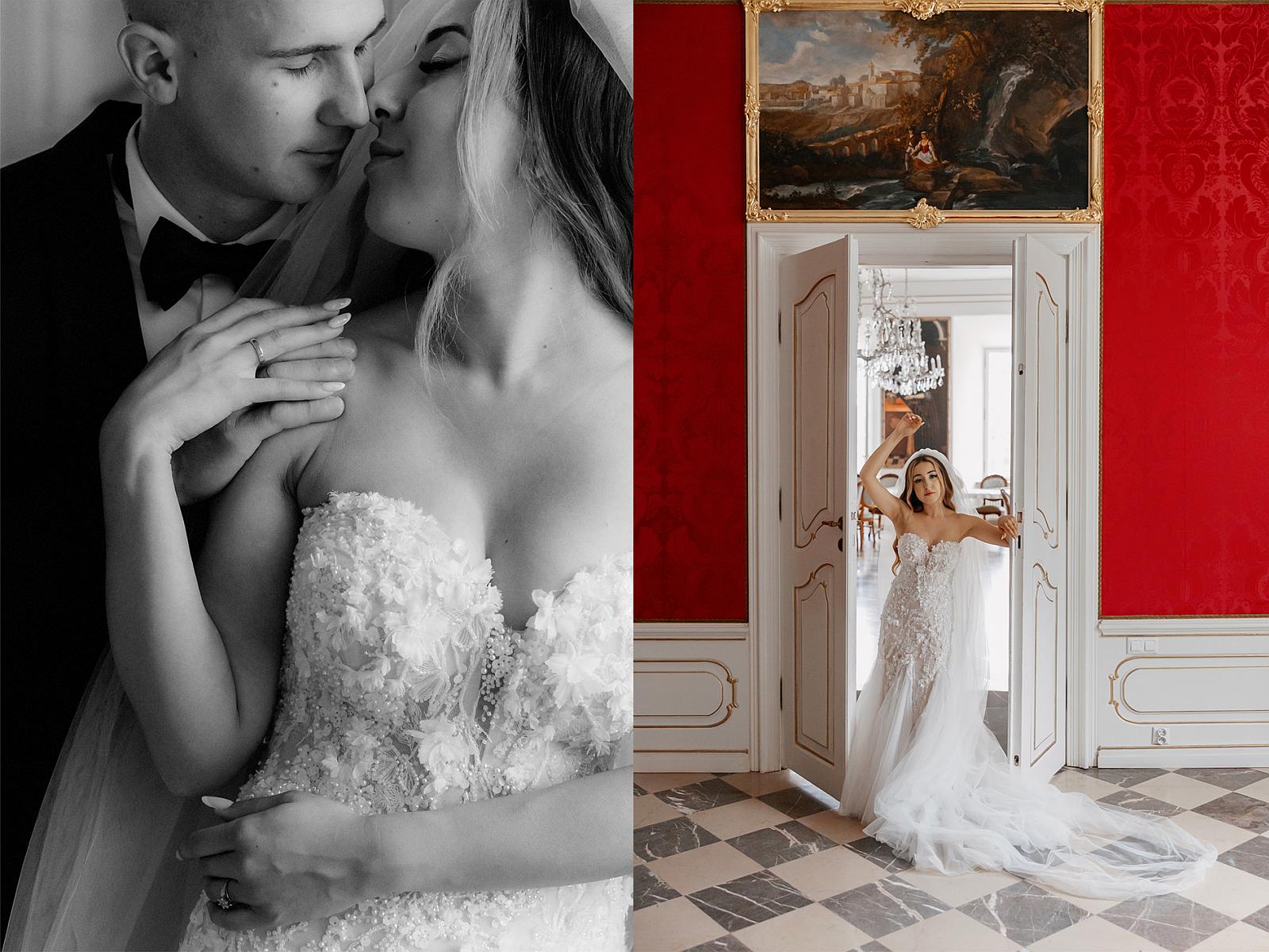 pałac w Kurozwękach fotografia ślubna Tarnów bialaramka